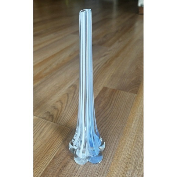 Colorful Glass Flower Bud Vase Blue & White Teacher Office‎ Desk Decor Gift - Picture 1 of 4